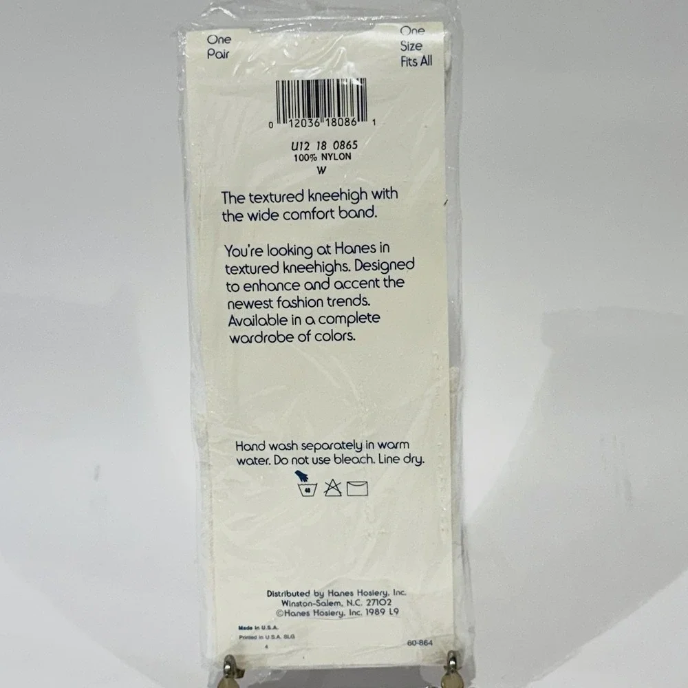 NOS Vintage‎ Hanes 100% Nylon Fashion Kneehighs White Classic Ribbed USA
